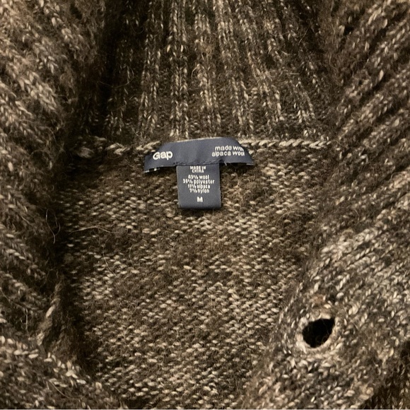 Gap Sweater Brown Wool Alpaca Mock Neck Pullover Sweater Button Collar Size M - Picture 3 of 4